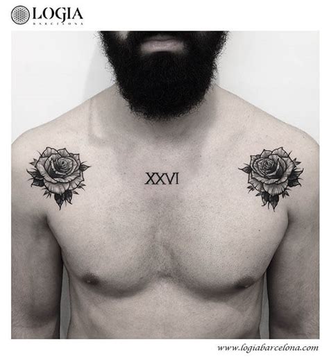 rosas en el pecho hombre|5 diseños de tatuajes de rosas en el pecho para。